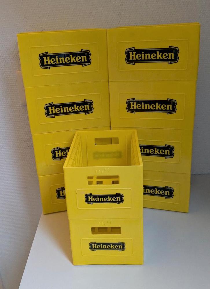 10 stuks gele Heineken CD-kratjes., Verzamelen, Biermerken, Zo goed als nieuw, Overige typen, Heineken, Ophalen of Verzenden