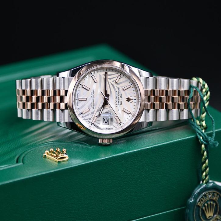 Rolex 126201 Datejust 36 Palm dial New Fullset 08-2022, Sieraden, Tassen en Uiterlijk, Horloges | Dames, Nieuw, Polshorloge, Rolex