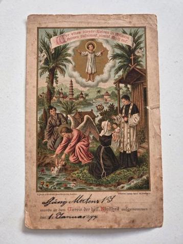 Een Duitse religieuze prent, een devotieprent uit 1894 beschikbaar voor biedingen