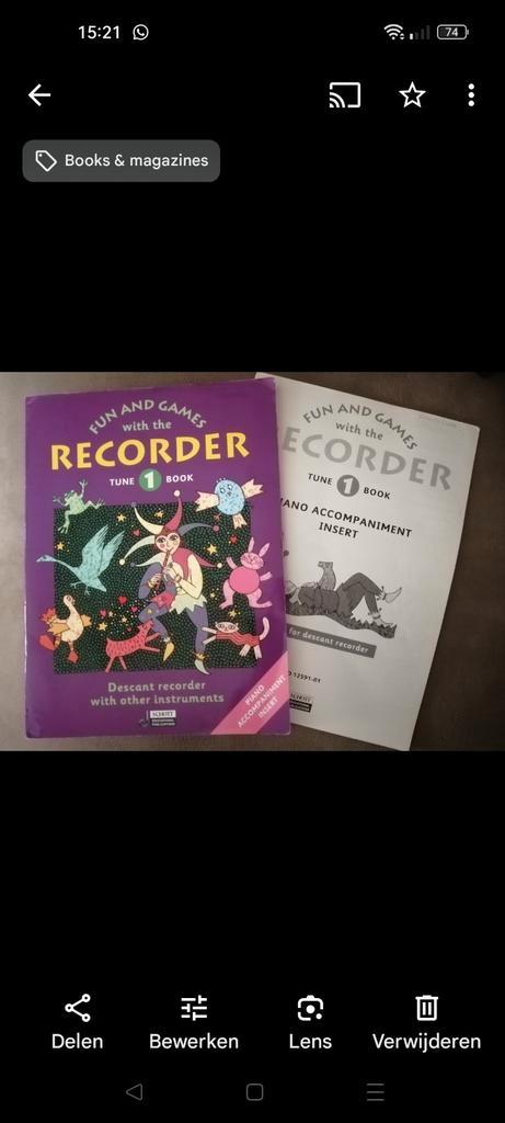 Blokfluit lesboek, fun and games with the recorder tune 1, Muziek en Instrumenten, Bladmuziek, Zo goed als nieuw, Les of Cursus