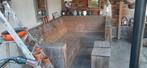 Steiger houten lounge bank, Tuin en Terras, Ophalen, 4 zitplaatsen, Gebruikt, Steigerhout