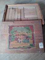 Antieke Blokken Doos met Afbeelding, Ophalen