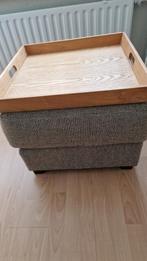 Hocker met los dienblad, Ophalen, Zo goed als nieuw, Vierkant, Hout