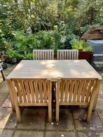 Teak hout tuintafel 4 teak hout tuinstoelen, Tuin en Terras, Ophalen, 4 zitplaatsen, Gebruikt, Teakhout