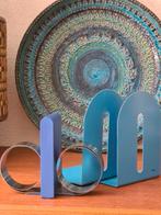 Vintage boekensteunen, metaal, hout, modern vintage design, Ophalen of Verzenden, Zo goed als nieuw