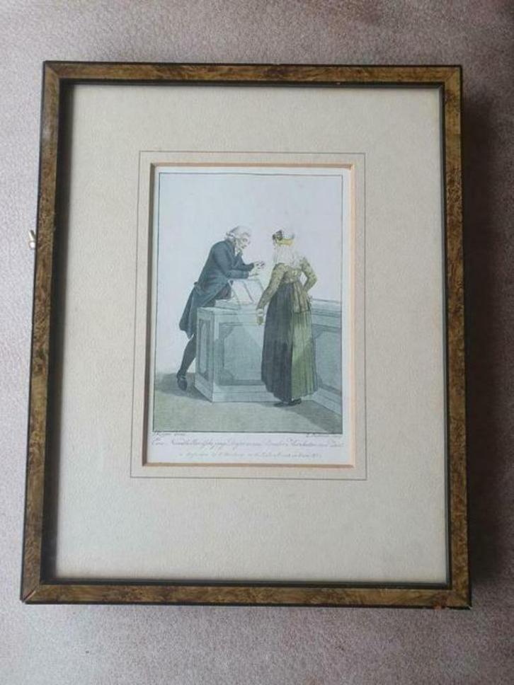 Prent kuyper Noord Hollandse jonge dogter Hernhutter Zeist, Antiek en Kunst, Kunst | Etsen en Gravures, Ophalen