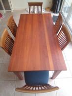 Kersenhouten eettafel met 6 stoelen, Ophalen, Gebruikt, 50 tot 100 cm, Vijf personen of meer