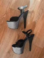 Paaldans hakken zwart/zilver glitter - maat 39, Ophalen of Verzenden, Gedragen, Zwart, Dansschoenen