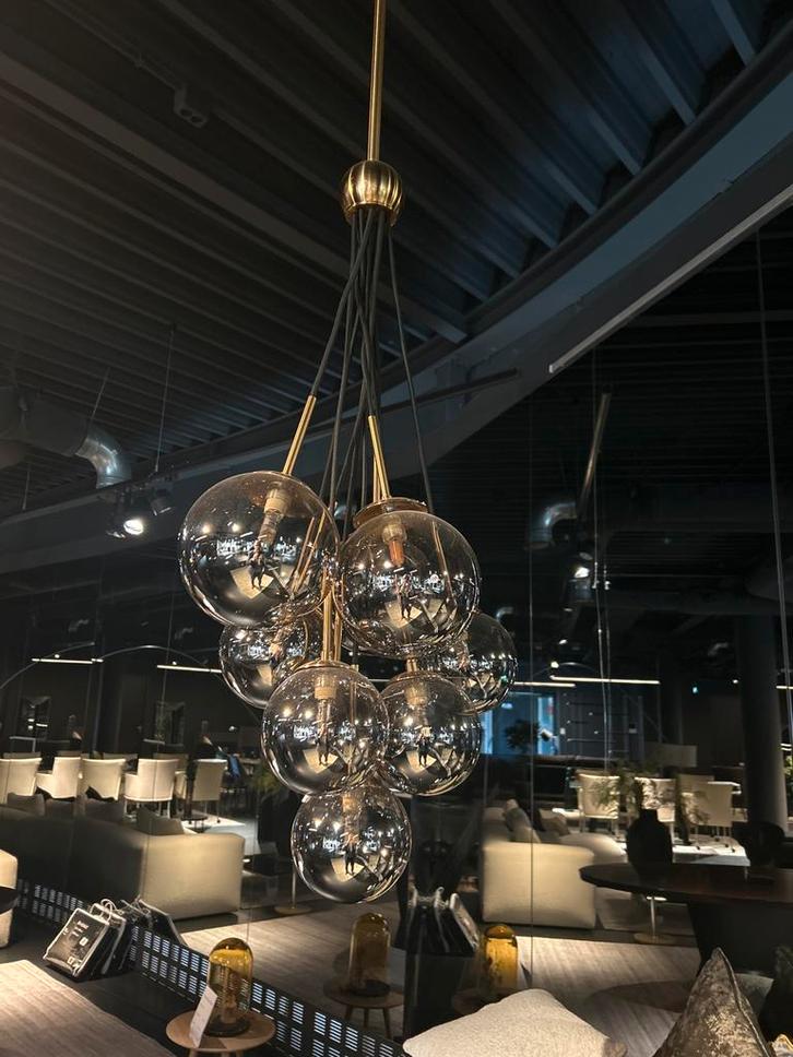 Moderne hanglamp met glazen bollen van Richmond, Huis en Inrichting, Lampen | Hanglampen, Zo goed als nieuw, 50 tot 75 cm, Glas