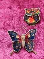 Vintage Broches: Vlinder & Uil Emaille Set, Ophalen of Verzenden