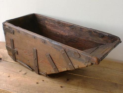 Antieke eikenhouten Graanschep / houten bak 58x22 cm, ~1800, Antiek en Kunst, Antiek | Gereedschap en Instrumenten, Ophalen of Verzenden