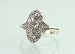 Antieke goud platina Art Deco ring diamant, Ophalen of Verzenden, Goud, Ring, Met edelsteen