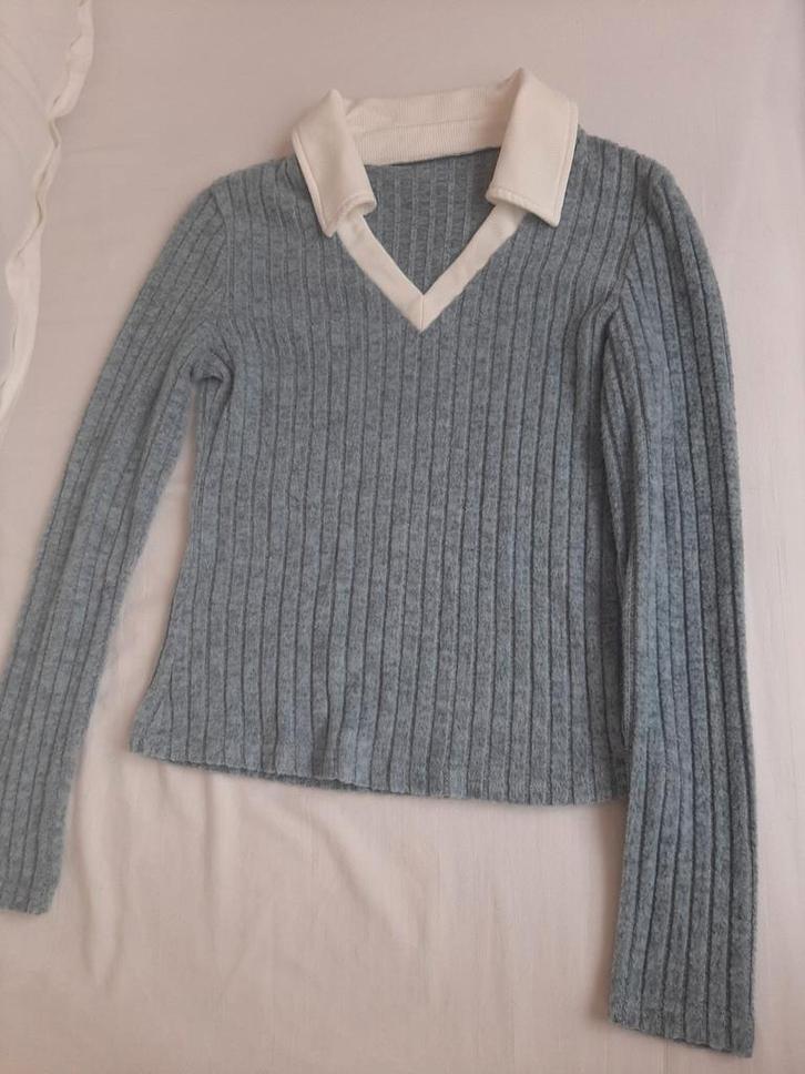 Ribgebreide trui met kraag 3 kleuren beschikbaar - Maat S, Kleding | Dames, Tops, Nieuw, Maat 36 (S), Overige kleuren, Lange mouw