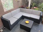 5-zits loungeset + tafel, linkse of rechtse hoek, Tuin en Terras, Tuinsets en Loungesets, Ophalen, 5 zitplaatsen, Kunststof, Gebruikt