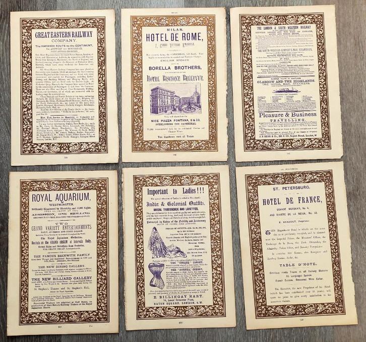 Oude advertenties voor oa Stoomschip, Hotels in Rusland etc, Antiek en Kunst, Kunst | Overige Kunst, Ophalen of Verzenden