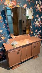 Brocante kaptafel - spiegel - roze - vintage, Huis en Inrichting, Ophalen, Zo goed als nieuw, 50 tot 100 cm, Minder dan 100 cm