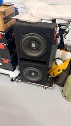 Subwoofer B2 2x600W RMS met versterker en kist, Ophalen of Verzenden, Gebruikt