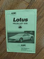 Lotus Prijslijst 1978 - Zeldzaam!, Boeken, Lotus, Ophalen of Verzenden, Zo goed als nieuw, Overige merken