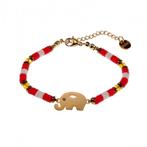 Polymeerklei Armband Dames Rood-Rauw Wit Armband + Olifant, Staal, Birgitta-Gracht 33, 6465 EL Kerkrade, Nederland, Verzenden