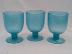 Vintage blauwe glazen met bubbels, Ophalen of Verzenden