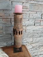 Kandelaar van oude wielnaaf/karrewiel, Bruin, Gebruikt, 25 tot 50 cm, Ophalen of Verzenden