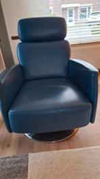 Lederen Draaifauteuil Petrol Blauw, Huis en Inrichting, Fauteuils, Ophalen, Gebruikt, 75 tot 100 cm, Modern