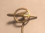 Metalen OPEL AUTOMERK Speld (Messingkleur)., Verzenden, Zo goed als nieuw, Transport, Speldje of Pin