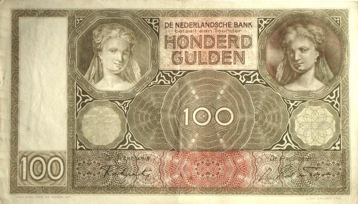 Nederland 100 gulden 1942 (PL97.d2.a) (HJ078279), Postzegels en Munten, Bankbiljetten | Nederland, Los biljet, 100 gulden, Ophalen of Verzenden
