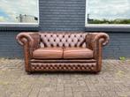 Springvale Chesterfield bank bruin GRATIS BEZORGD, Gebruikt, 125 cm of meer, Leer, Ophalen of Verzenden