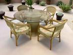Eetkamerset, tafel met vier stoelen, bamboe / rotan # 9373, Gebruikt, 4 tot 6 stoelen, S, F
