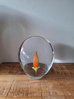 Glasobject met oranje tulp mondgeblazen mooi design!, Ophalen of Verzenden