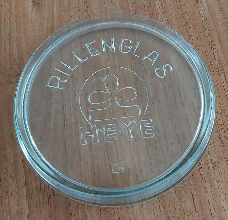Nostalgische glas deksel van Rillenglas Heye, Antiek en Kunst, Antiek | Glas en Kristal, Ophalen of Verzenden