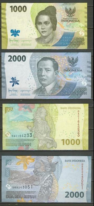 Indonesië 1000 + 2000  Rupiah 2022 UNC Biljet r-2 jdu beschikbaar voor biedingen