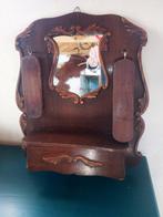 Antieke hal spiegel met kammen bakje en kleding borstels, Ophalen of Verzenden, Overige vormen, Minder dan 50 cm, Minder dan 100 cm