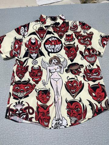 Devil overhemd (heren mannen duivel pentagram shirt hawaii) beschikbaar voor biedingen