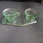 Onderzetter met melkkannetje en suikerpot, Antiek en Kunst, Antiek | Glas en Kristal, Ophalen of Verzenden