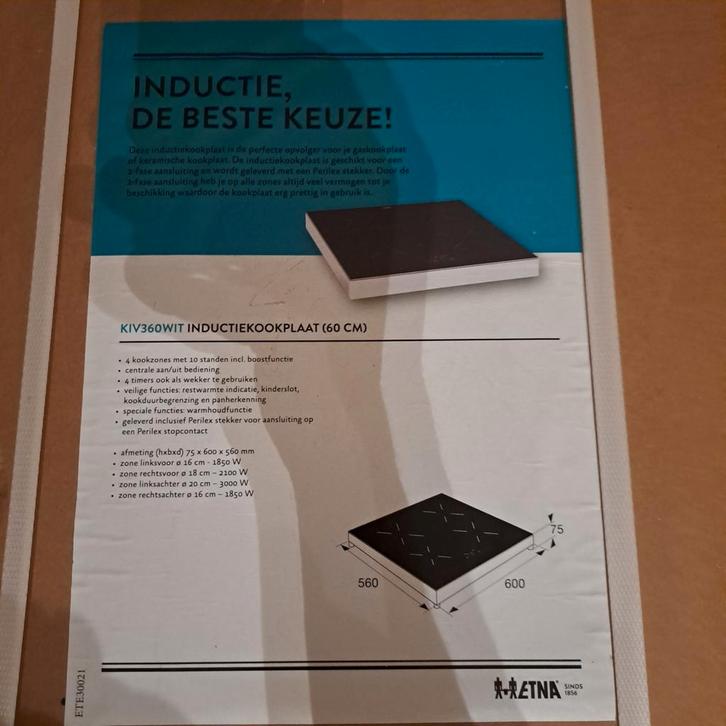 ETNA KIV360WIT Inductie kookplaat - Opbouw, Witgoed en Apparatuur, Kookplaten, Nieuw, Vrijstaand, Inductie, 4 kookzones, Energieklasse A of zuiniger