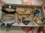 Vintage gouden sieraden Michaela Frey Emaille ,Lapis Lazuli, Verzenden, Zo goed als nieuw, Met edelsteen, Goud