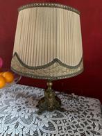 Vintage Lamp met Koperen Voet & Plissé Kap, Huis en Inrichting, Lampen | Vloerlampen, Ophalen of Verzenden, Gebruikt, Minder dan 100 cm