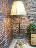 Prachtige messing vintage vloerlamp met bruin marmer, Ophalen of Verzenden, Gebruikt, Stof, 150 tot 200 cm