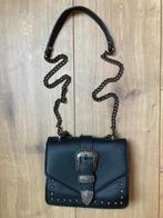 stoer zwart schouder tasje met 2 binnenvakjes B17xH14xD5cm, Ophalen of Verzenden, Gebruikt, Zwart