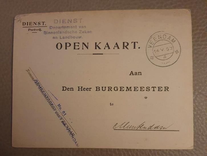 Oude Open Kaart - Veendam 1925, Postzegels en Munten, Bankbiljetten | Nederland, Los biljet, Euro's, Ophalen of Verzenden