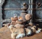 Landelijke sfeerset, houten schaal, kandelaar, nepalese pot, Landelijk by Suus, Nieuw, Ophalen of Verzenden, Landelijkbysuus@gmail.com