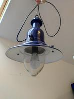 Blauwe metalen plafondlamp, Huis en Inrichting, Lampen | Plafondlampen, Ophalen, Gebruikt, Metaal