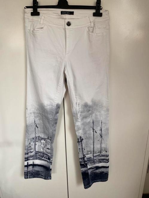 MARC CAIN marccain witte blauwe jeans broek mt 38 CHCS, Kleding | Dames, Broeken en Pantalons, Zo goed als nieuw, Maat 38/40 (M)