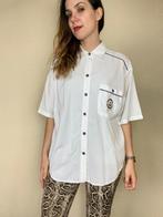 Vintage witte blouse - sailor - wit / blauw - 40 / L / large, Kleding | Dames, Gedragen, Maat 38/40 (M), Vintage, Ophalen of Verzenden