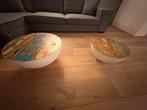 Salontafels modern, rond, hout, wit metaal. Zien nieuw!, Ophalen, Rond, 50 tot 100 cm, Zo goed als nieuw