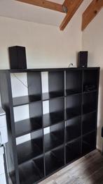 Boekenkast/Stellingkast ikea Kallax 16 vakken - Zwart-bruin, Huis en Inrichting, Ophalen of Verzenden, Gebruikt