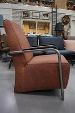 2 x luxe fauteuil Porto Jess Design metaal & leer cognac, Huis en Inrichting, Fauteuils, Ophalen, Zo goed als nieuw, Metaal, 50 tot 75 cm