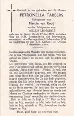 Tabbers Petronella 1879 Gendt 1958 Den Bosch, Verzamelen, Ophalen of Verzenden, Bidprentje